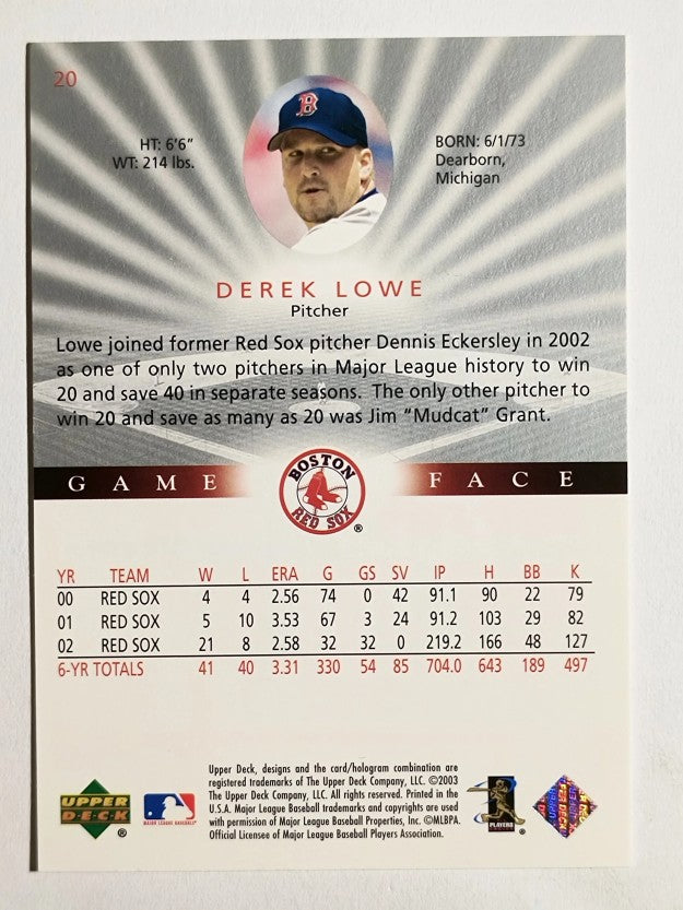 2003 Upper Deck Game Face #20 Derek Lowe
