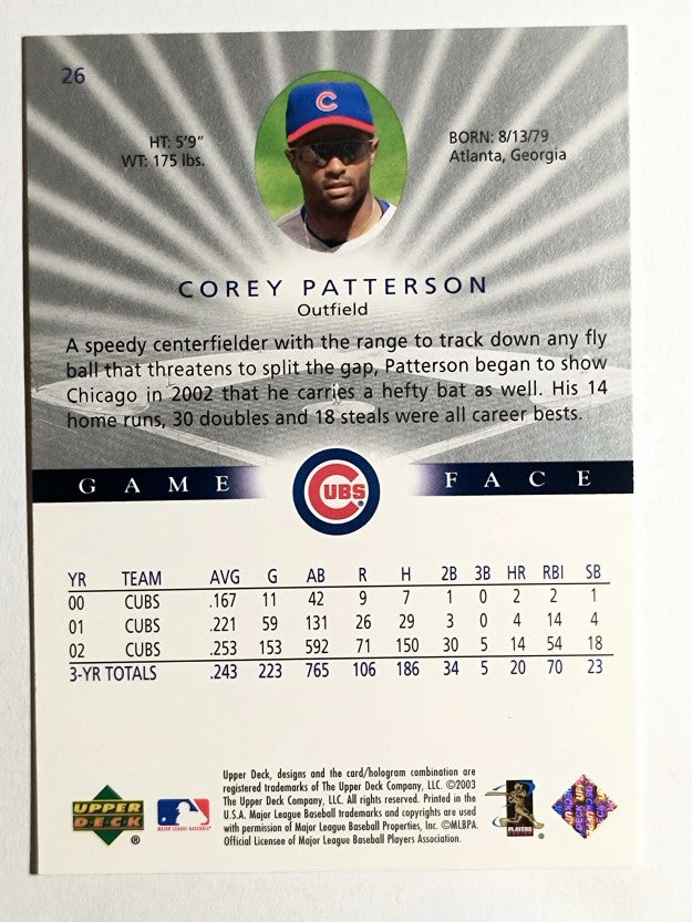 2003 Upper Deck Game Face #26 Corey Patterson