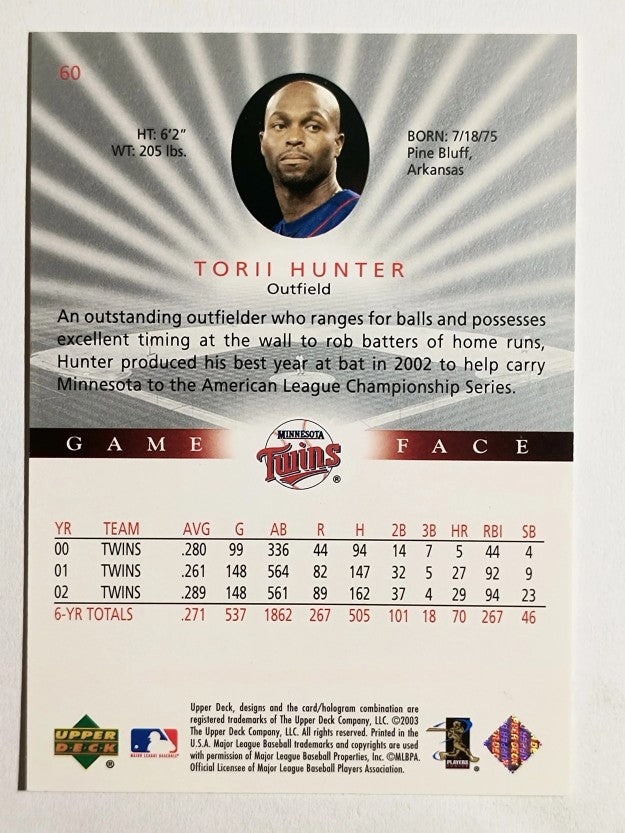 2003 Upper Deck Game Face #60 Torii Hunter