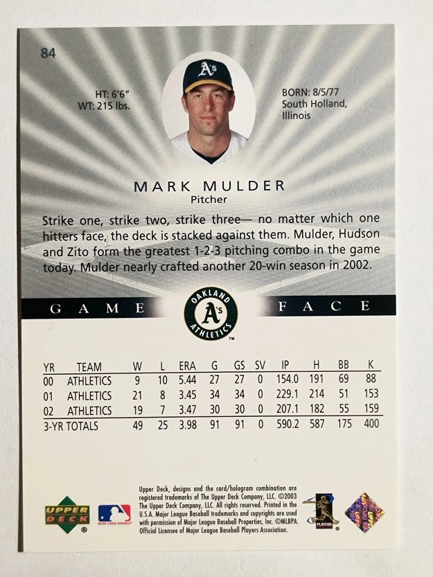 2003 Upper Deck Game Face #84 Mark Mulder