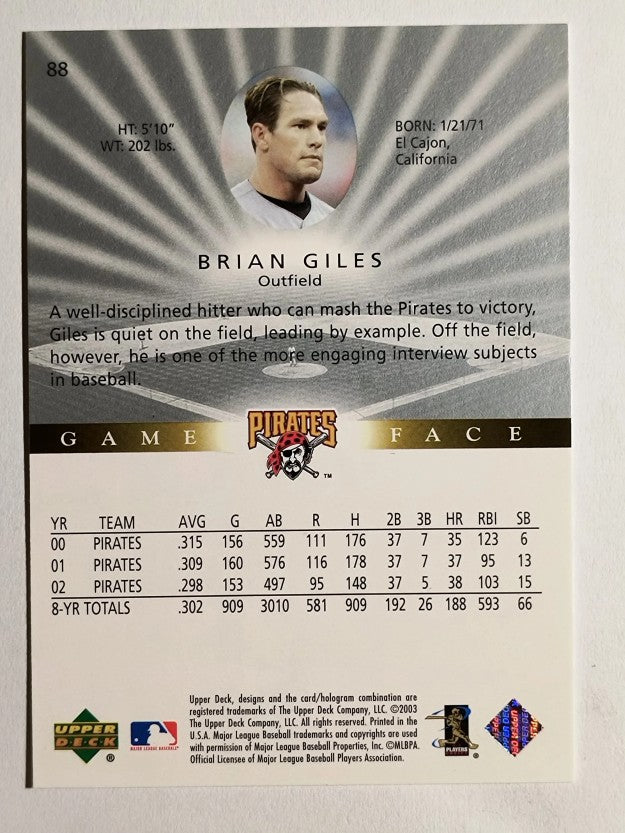 2003 Upper Deck Game Face #88 Brian Giles