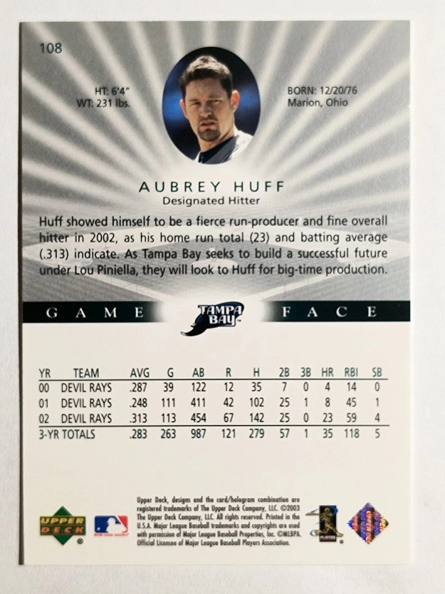 2003 Upper Deck Game Face #108 Aubrey Huff