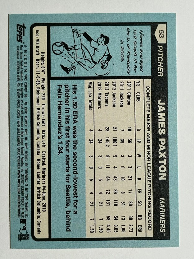2014 Topps Archives #53 James Paxton RC