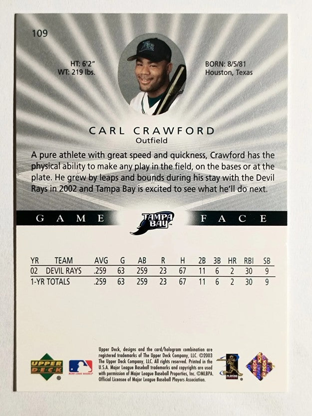 2003 Upper Deck Game Face #109 Carl Crawford
