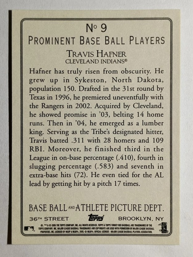 2005 Topps Turkey Red #9 Travis Hafner