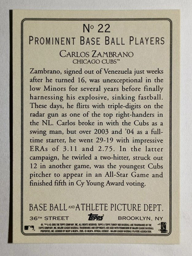 2005 Topps Turkey Red #22 Carlos Zambrano