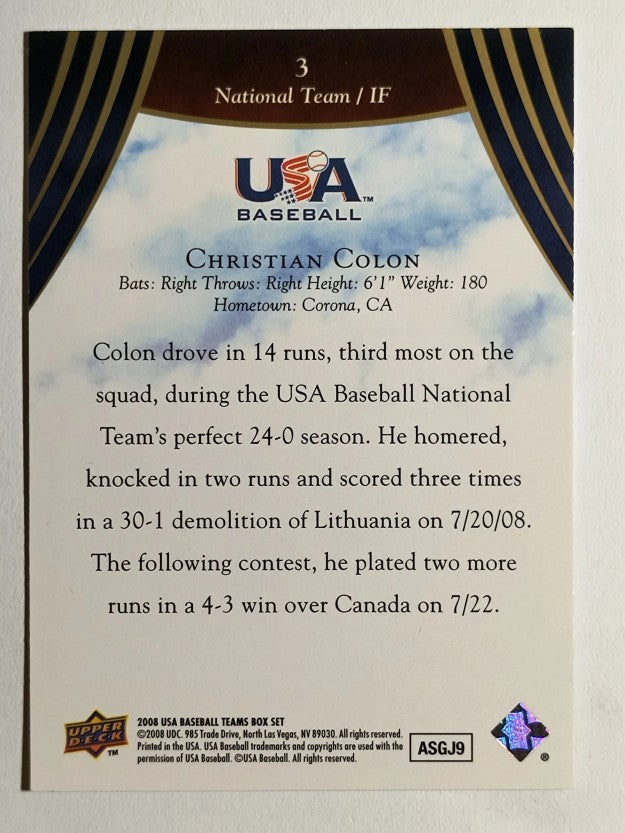 2008-09 USA Baseball #3 Christian Colon