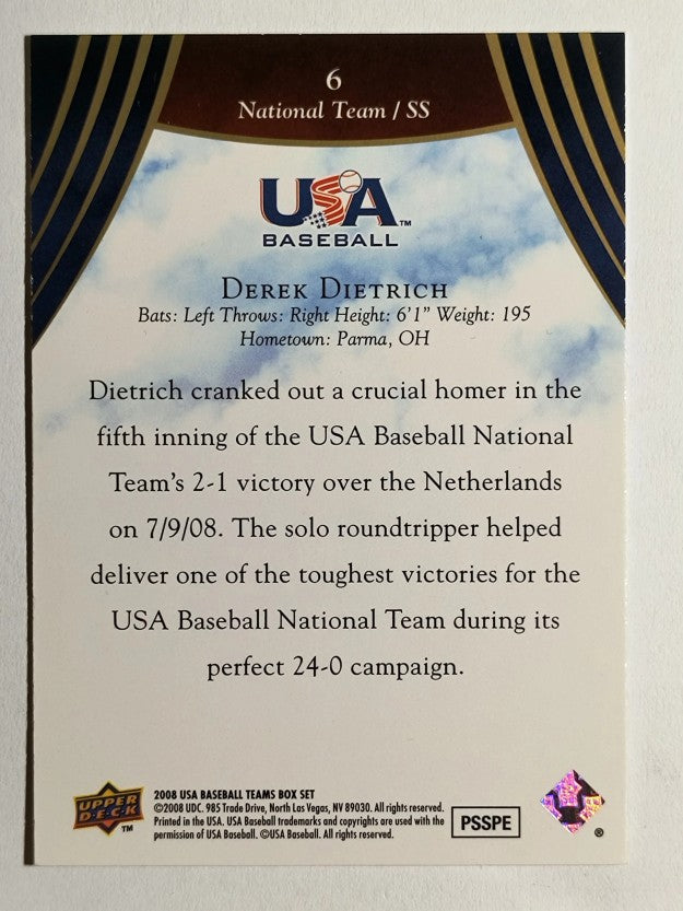 2008-09 USA Baseball #6 Derek Dietrich