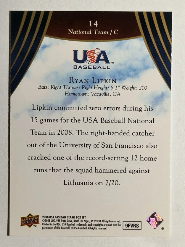2008-09 USA Baseball #14 Ryan Lipkin