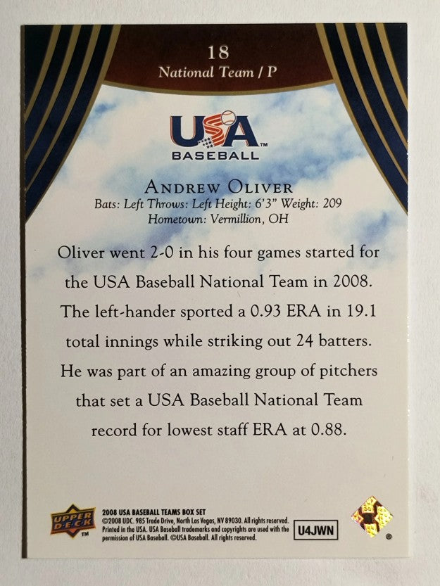 2008-09 USA Baseball #18 Andrew Oliver