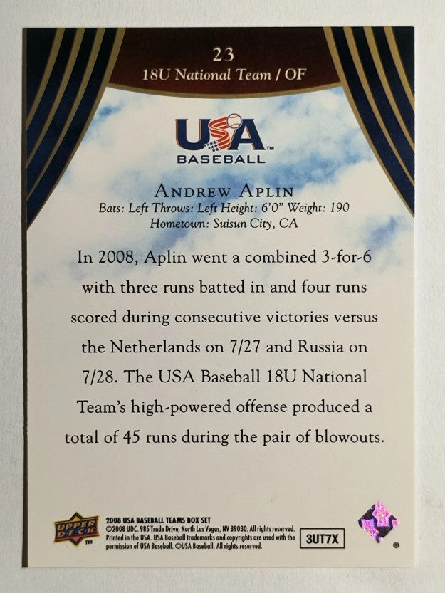 2008-09 USA Baseball #23 Andrew Aplin