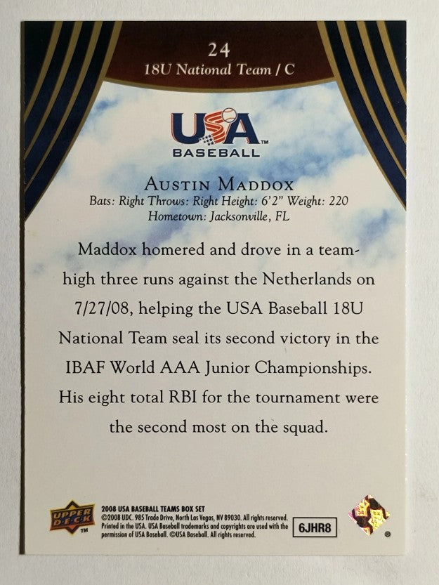 2008-09 USA Baseball #24 Austin Maddox