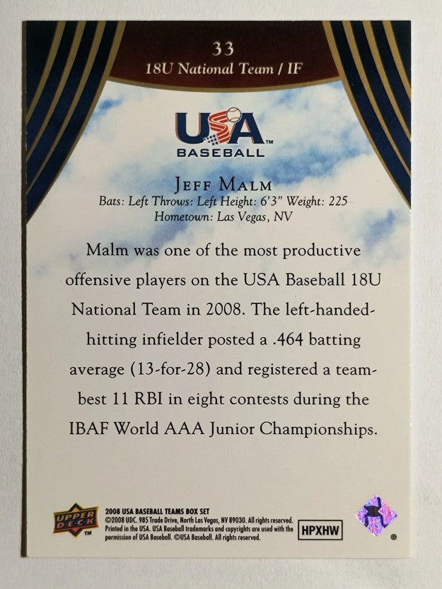 2008-09 USA Baseball #33 Jeff Malm
