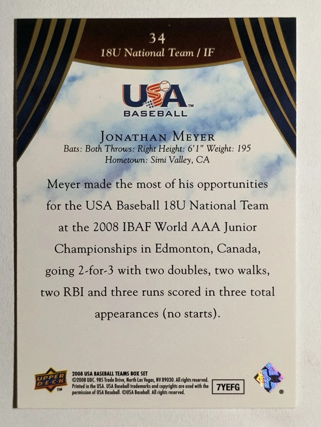 2008-09 USA Baseball #34 Jonathan Meyer
