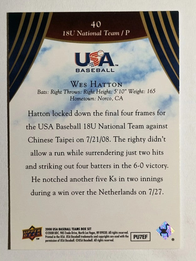 2008-09 USA Baseball #40 Wes Hatton