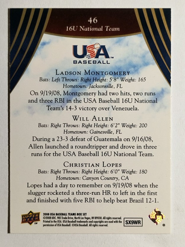 2008-09 USA Baseball #46 Ladson Montgomery/Will Allen/Christian Lopes