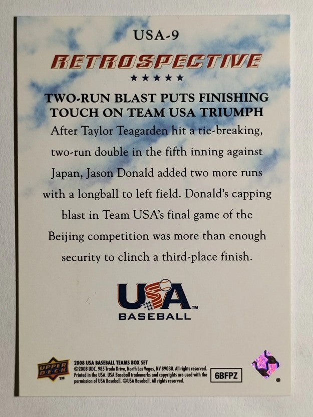 2008-09 USA Baseball National Team Retrospective #USA9 Jason Donald