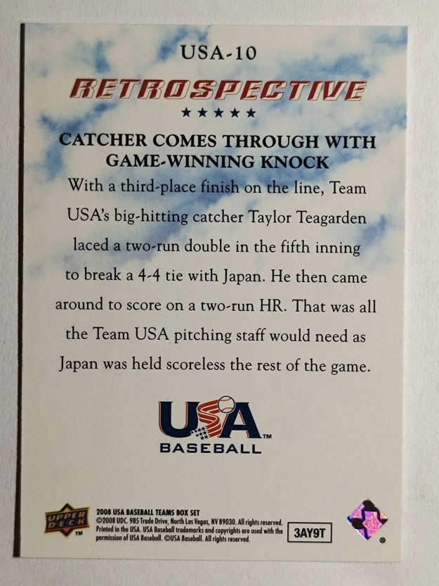 2008-09 USA Baseball National Team Retrospective #USA10 Taylor Teagarden