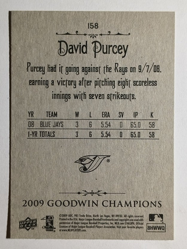 2009 Upper Deck Goodwin Champions #158 David Purcey SP