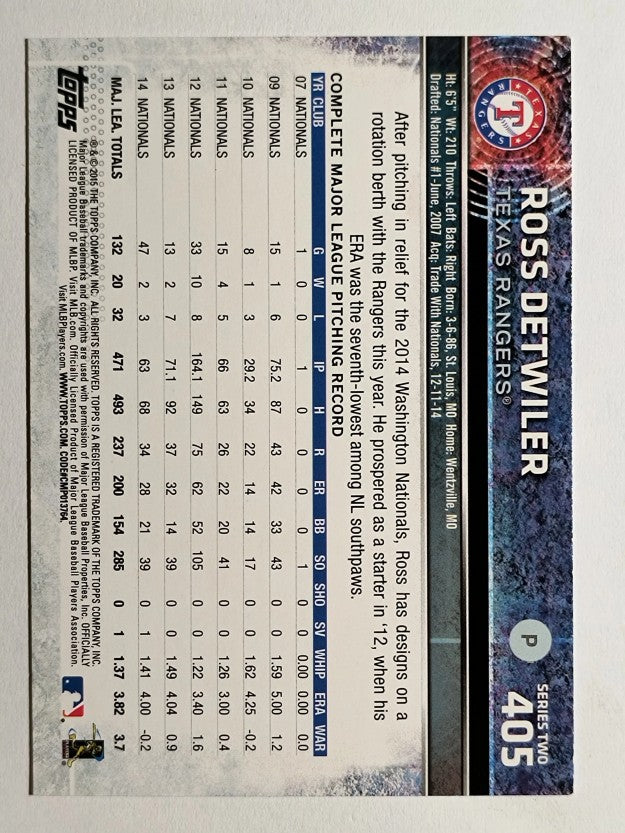 2015 Topps #405 Ross Detwiler