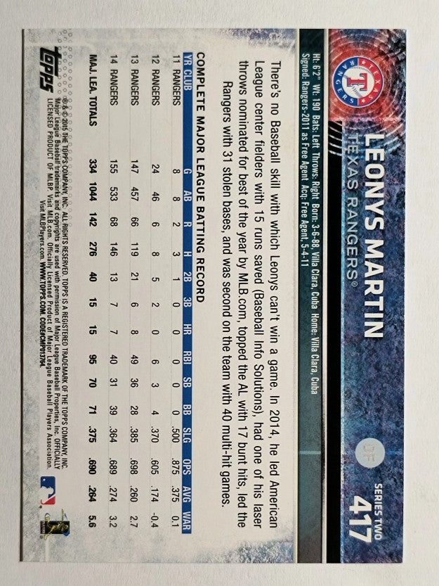 2015 Topps #417 Leonys Martin
