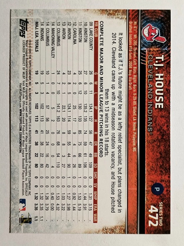 2015 Topps #472 T.J. House