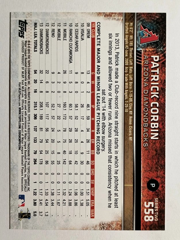 2015 Topps #558 Patrick Corbin