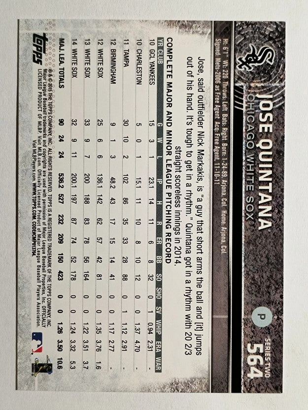 2015 Topps #564 Jose Quintana