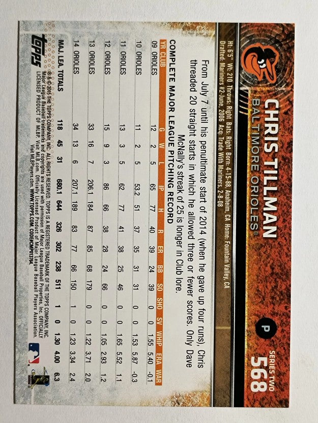 2015 Topps #568 Chris Tillman