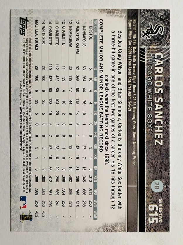 2015 Topps #615 Carlos Sanchez