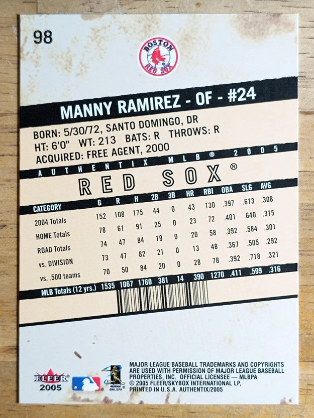 2005 Fleer Authentix #98 Manny Ramirez