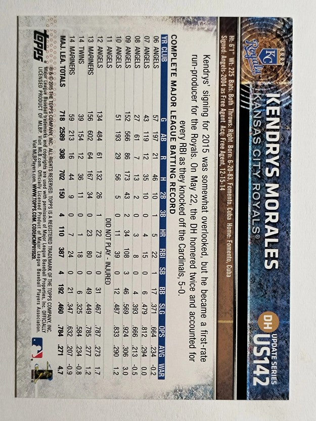 2015 Topps Update #US142 Kendrys Morales