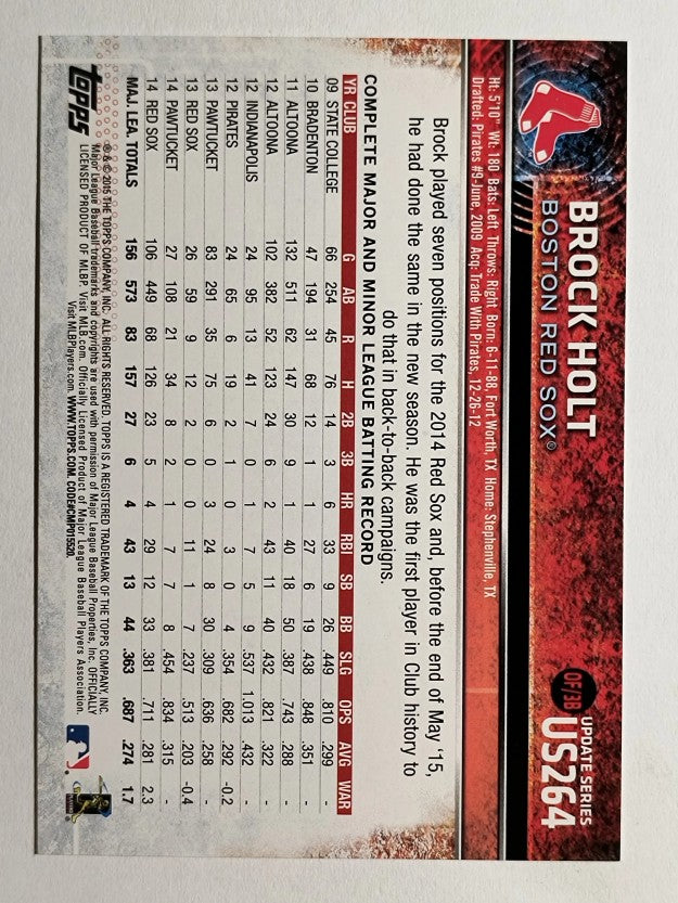 2015 Topps Update #US264 Brock Holt FS