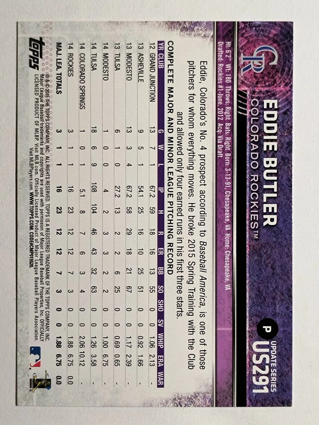 2015 Topps Update #US291 Eddie Butler FS