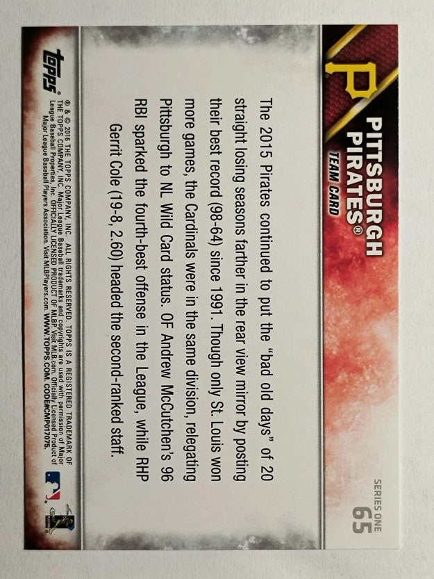 2016 Topps #65 Pittsburgh Pirates