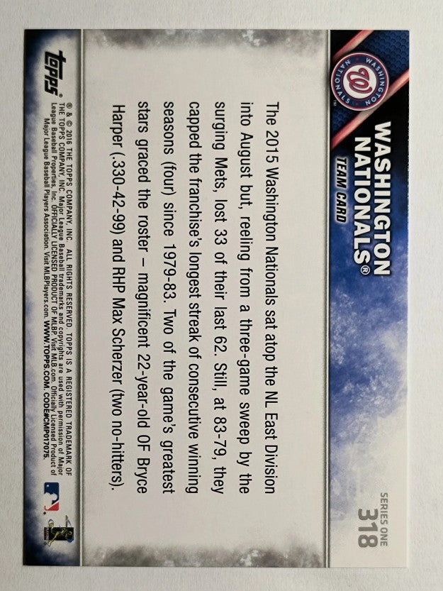 2016 Topps #318 Washington Nationals