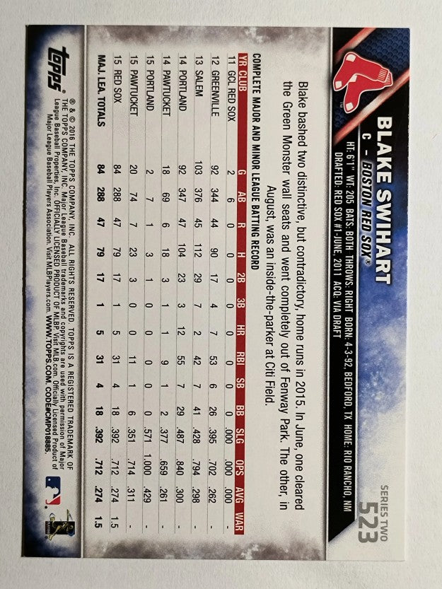 2016 Topps #523 Blake Swihart FS
