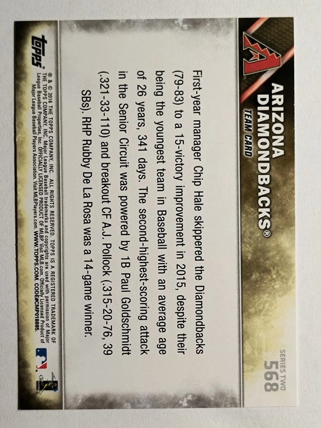 2016 Topps #568 Arizona Diamondbacks