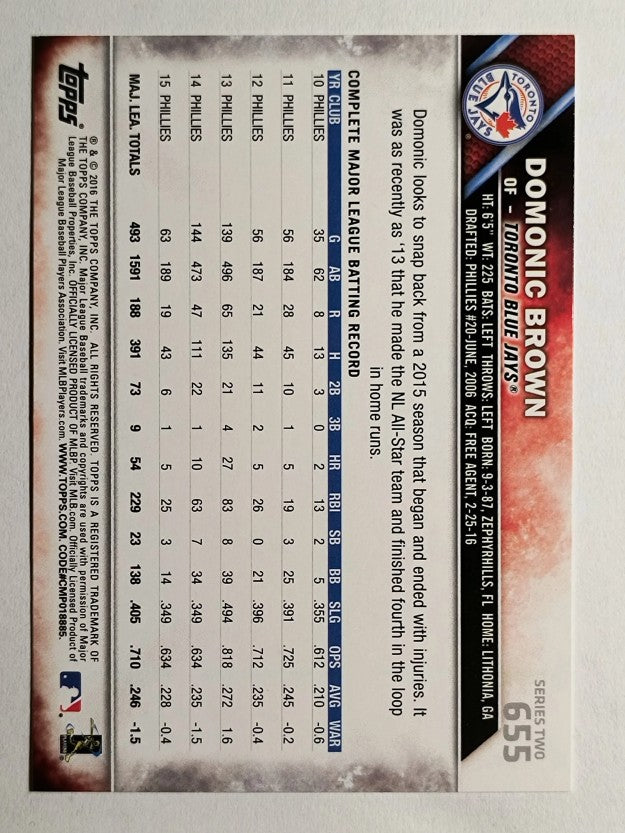 2016 Topps #655 Domonic Brown