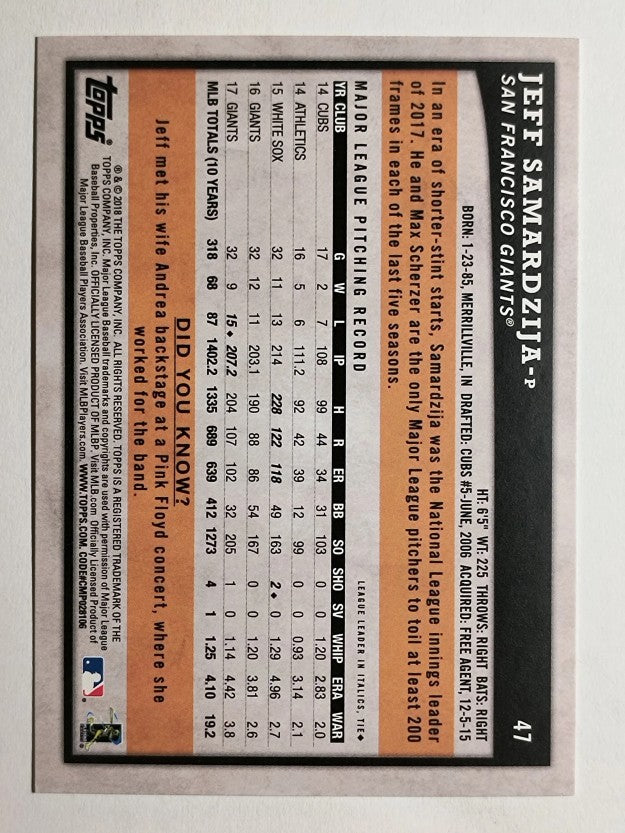 2018 Topps Big League #47 Jeff Samardzija