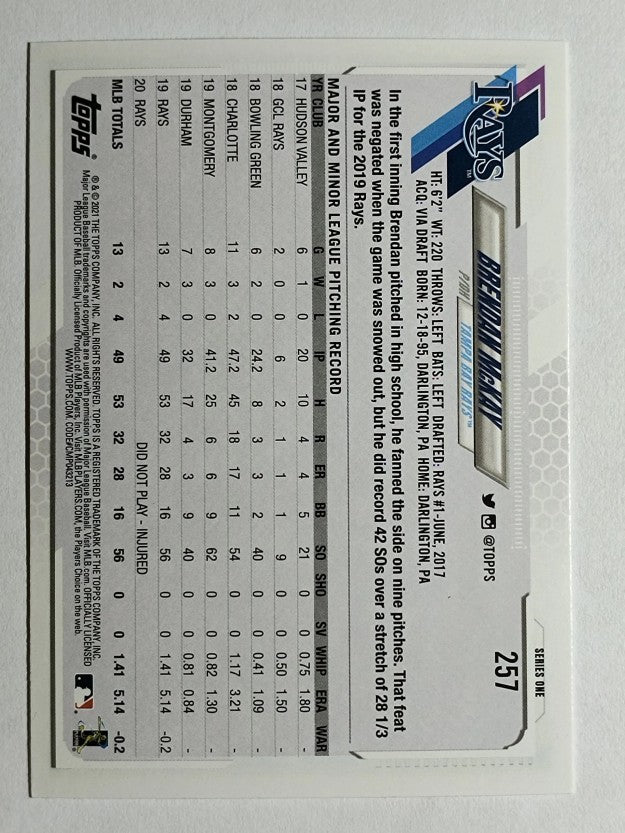2021 Topps #257 Brendan McKay FS