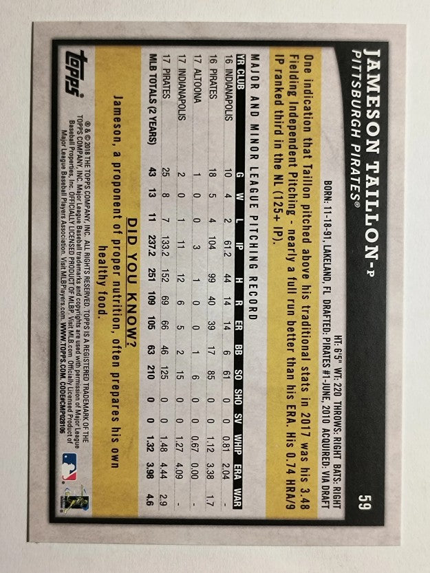 2018 Topps Big League #59 Jameson Taillon