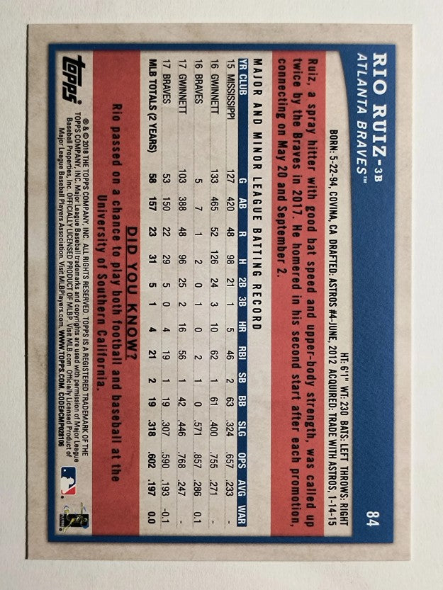 2018 Topps Big League #84 Rio Ruiz