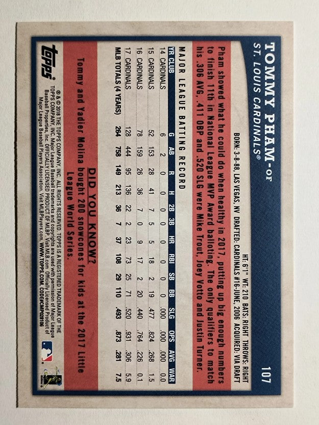 2018 Topps Big League #107 Tommy Pham