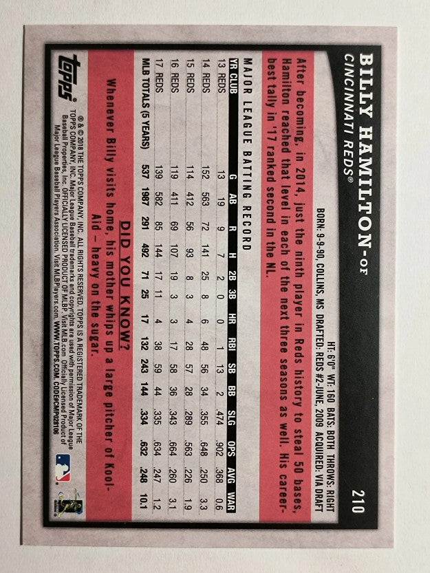 2018 Topps Big League #210 Billy Hamilton