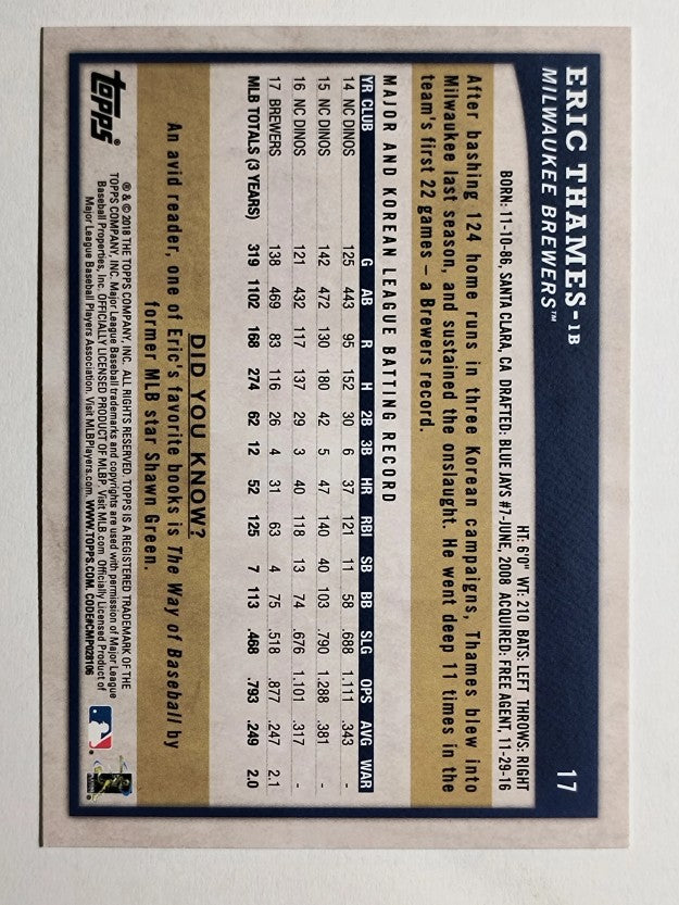 2018 Topps Big League Blue #17 Eric Thames