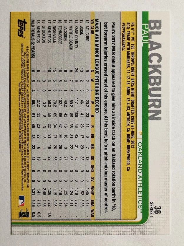 2019 Topps #36 Paul Blackburn