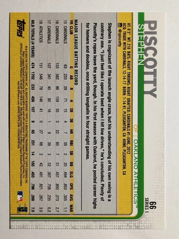 2019 Topps #66 Stephen Piscotty