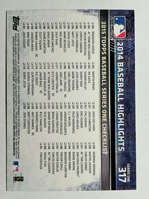 2015 Topps #317 Clayton Kershaw BH