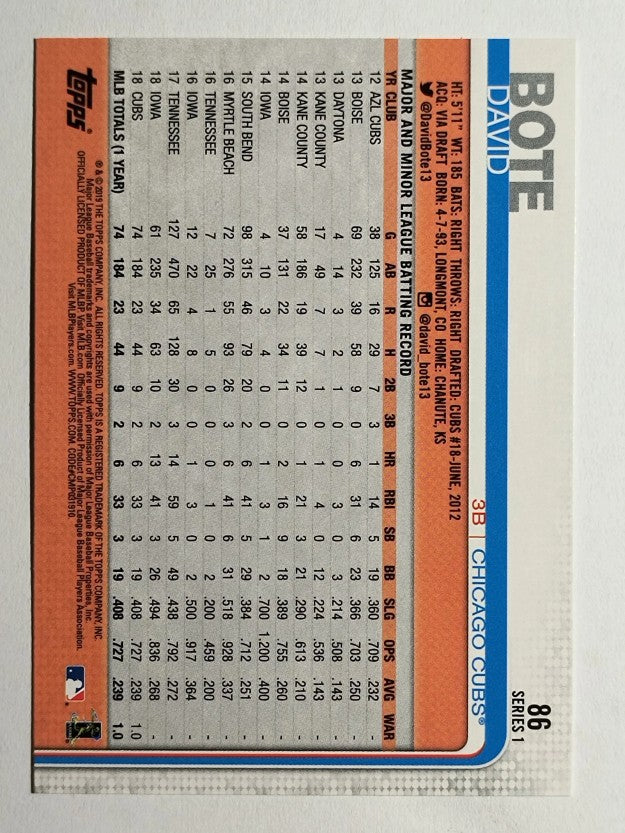 2019 Topps #86 David Bote
